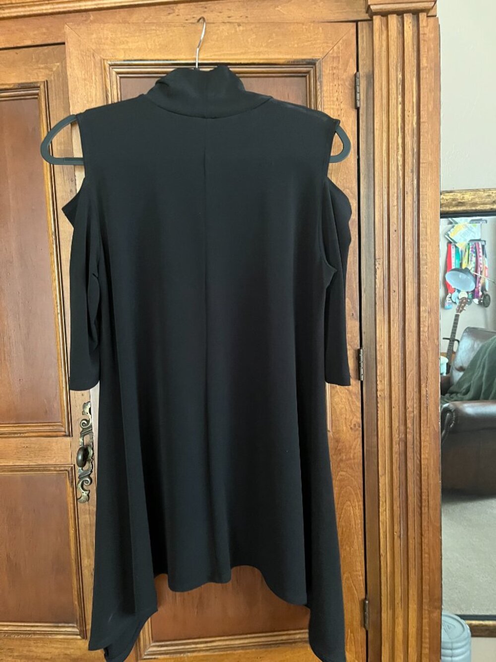 Clara Sun Woo Cold Shoulder Turtleneck Tunic Black XS